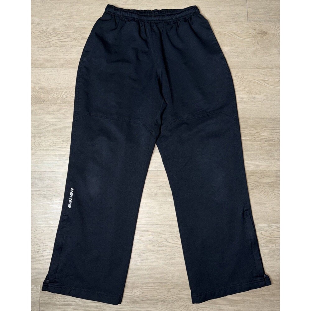 Bauer Team Ice Hockey Rink Track Warmup Pants Black Size Small S Zipper Ankle